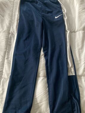 Nike Kids Navy Track Pants with White Side Panels